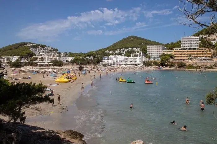 Framed Print : The Spanish island of Ibiza showing the beautiful beach front Framed Print : The Spanish island of Ibiza showing the beautiful beach front