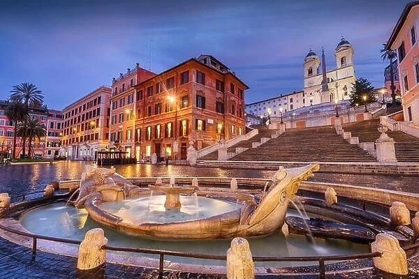 Spanish Steps in Rome, Italy in the early morning