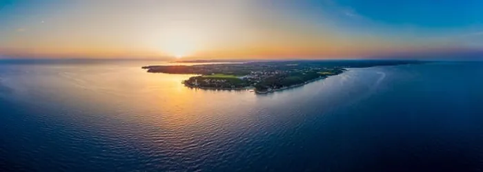 Framed Print : Spectacular aerial seascape panorama at sunrise Framed Print : Spectacular aerial seascape panorama at sunrise
