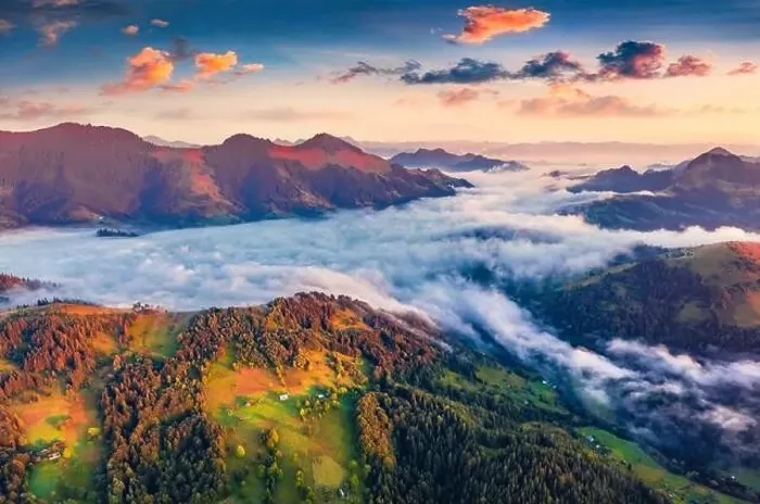 Framed Print : Spectacular colors sunrise on Carpathian mountains Framed Print : Spectacular colors sunrise on Carpathian mountains