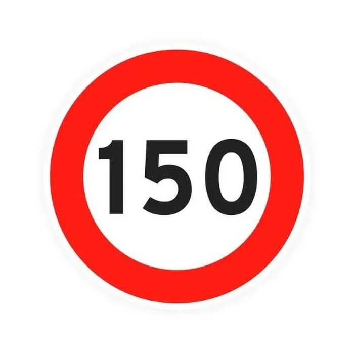 Framed Print : Speed limit 150 round road traffic icon sign flat style design vector illustration isolated on white background