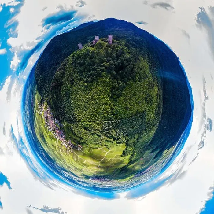 Framed Print : Spherical little planet view of Three Castles near Colmar, Alsace, France Framed Print : Spherical little planet view of Three Castles near Colmar, Alsace, France