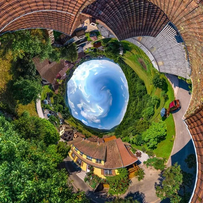 Framed Print : Spherical little planet view of little village Breitenbach in Alsace, France Framed Print : Spherical little planet view of little village Breitenbach in Alsace, France