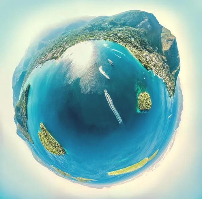 Framed Print : Spherical panorama of a little planet with mountains Framed Print : Spherical panorama of a little planet with mountains