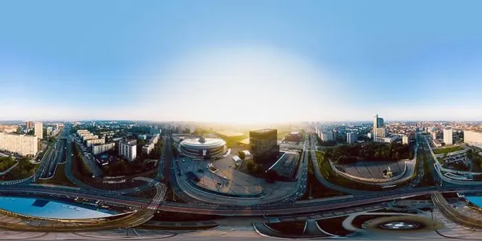Framed Print : Spherical panorama of sunrise over Katowice. Full 360 degree spherical image Framed Print : Spherical panorama of sunrise over Katowice. Full 360 degree spherical image