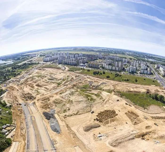 Framed Print : spherical view panorama of construction site and city surroundings Framed Print : spherical view panorama of construction site and city surroundings