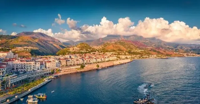 Framed Print : Splendid view from flying drone of Diamante port Framed Print : Splendid view from flying drone of Diamante port