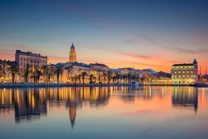 Framed Print : Split. Beautiful romantic old town of Split during beautiful sunrise. Croatia, Europe Framed Print : Split. Beautiful romantic old town of Split during beautiful sunrise. Croatia, Europe