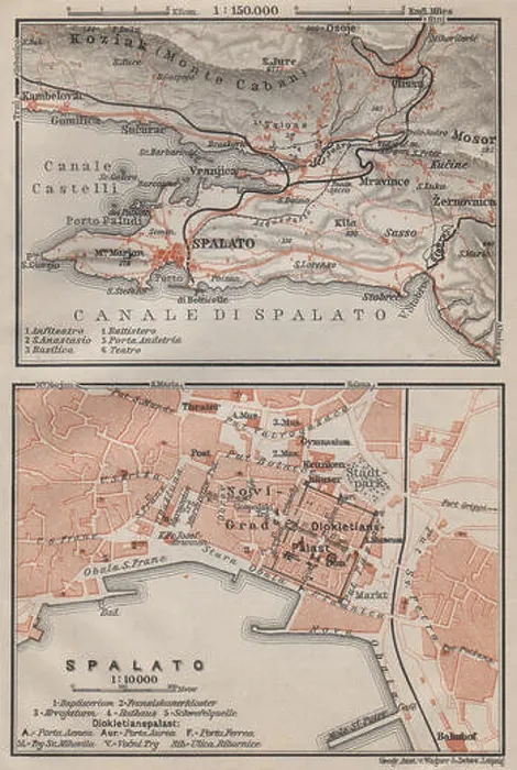 Framed Print : SPLIT (SPALATO) antique town city plan & environs. Croatia karta, 1905 old map Framed Print : SPLIT (SPALATO) antique town city plan & environs. Croatia karta, 1905 old map