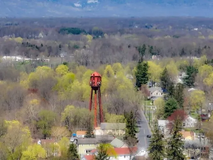 Framed Print : Spring afternoon aerial photo of the water tower located in the hamlet of Wallkill Framed Print : Spring afternoon aerial photo of the water tower located in the hamlet of Wallkill