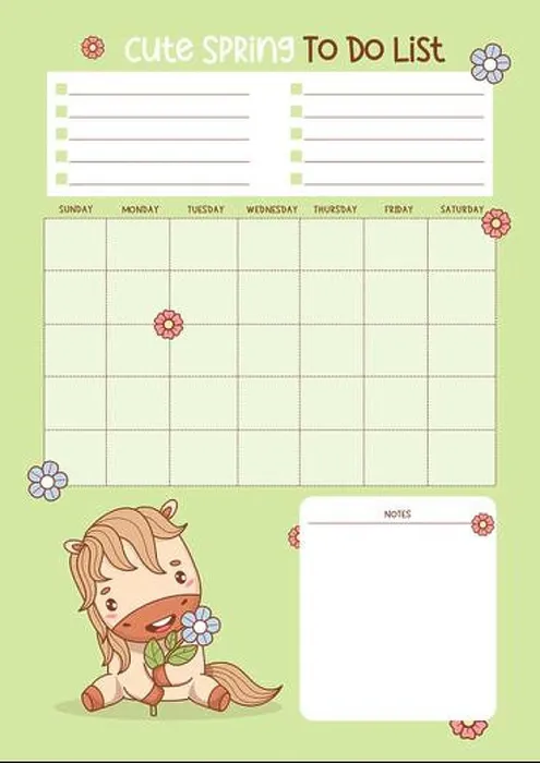 Framed Print : Spring planner, to do list. Cute Little Horse with Flower Framed Print : Spring planner, to do list. Cute Little Horse with Flower