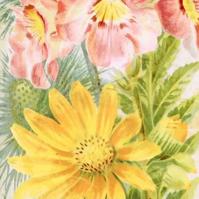 Framed Print : Square floral design, digitally painted in oil Framed Print : Square floral design, digitally painted in oil