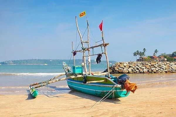 Sri Lanka - Galle, landscape with fishing boat in the port