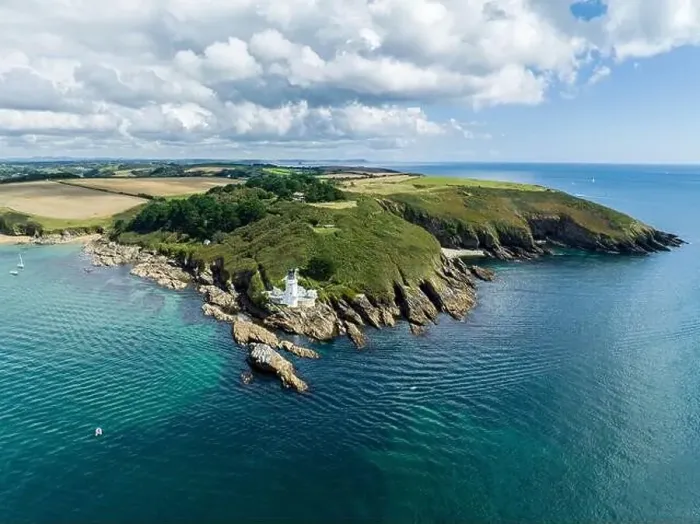 Framed Print : St Anthony's Head Lighthouse, Truro Cornwall aerial view Framed Print : St Anthony's Head Lighthouse, Truro Cornwall aerial view