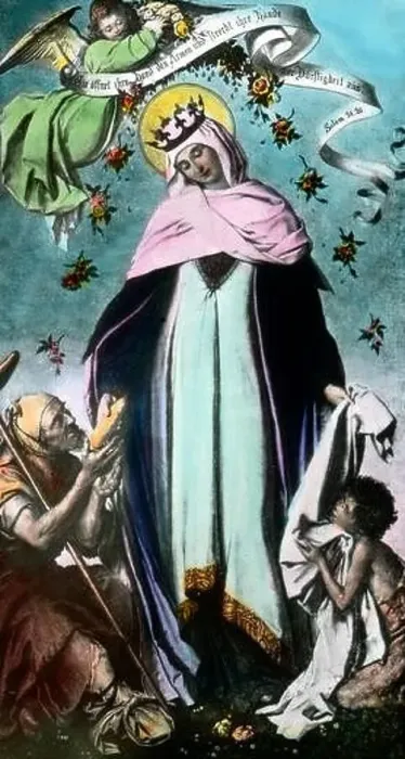 Framed Print : St. Elisabeth bei den Armen. Holy Elizabeth helps the poor Framed Print : St. Elisabeth bei den Armen. Holy Elizabeth helps the poor