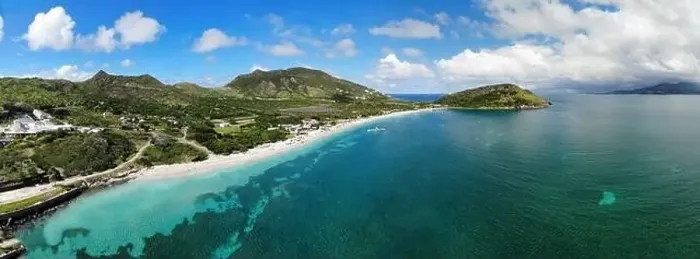 Framed Print : ST KITTS, ST KITTS AND NEVIS -24 NOV 2019- Aerial panoramic view of Christopher Harbor and the Caribbean Sea Framed Print : ST KITTS, ST KITTS AND NEVIS -24 NOV 2019- Aerial panoramic view of Christopher Harbor and the Caribbean Sea