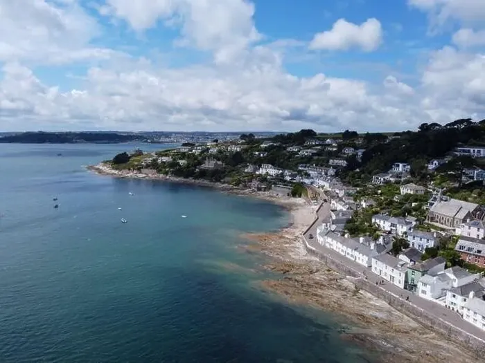 Framed Print : St Mawes harbour aerial drone cornwall england uk Framed Print : St Mawes harbour aerial drone cornwall england uk