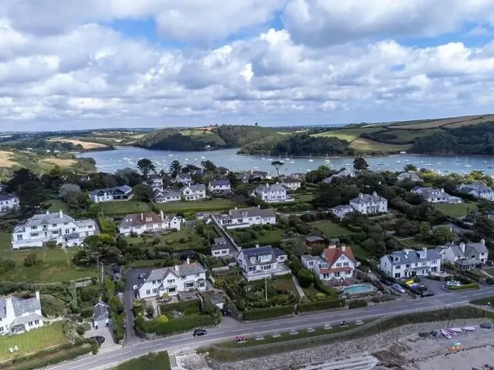 Framed Print : St Mawes harbour aerial drone cornwall england uk Framed Print : St Mawes harbour aerial drone cornwall england uk