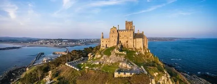 Framed Print : St Michael's Mount from a drone, Marazion, Penzance, Cornwall, England Framed Print : St Michael's Mount from a drone, Marazion, Penzance, Cornwall, England