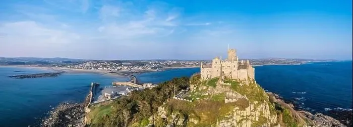 Framed Print : St Michael's Mount from a drone, Marazion, Penzance, Cornwall, England