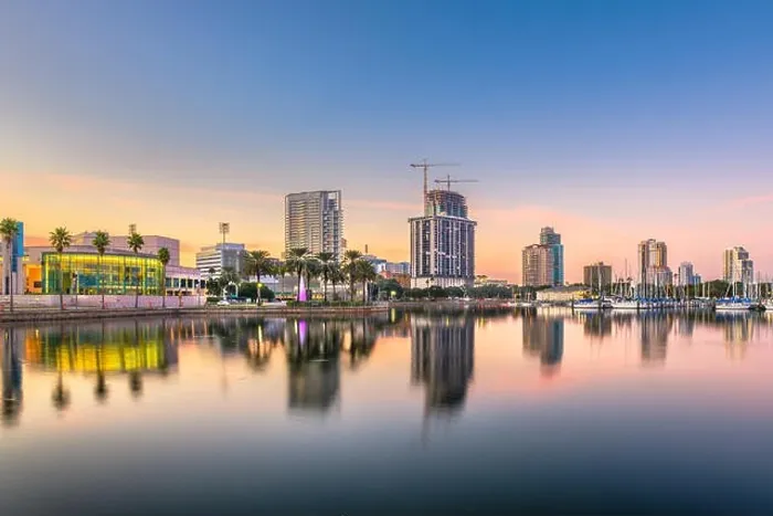 Framed Print : St. Petersburg, Florida, USA downtown city skyline at twilight on the bay Framed Print : St. Petersburg, Florida, USA downtown city skyline at twilight on the bay