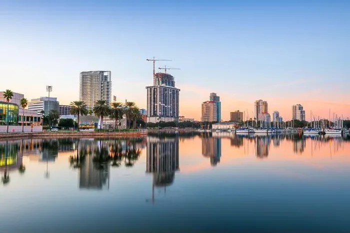 Framed Print : St. Petersburg, Florida, USA downtown city skyline at twilight on the bay Framed Print : St. Petersburg, Florida, USA downtown city skyline at twilight on the bay