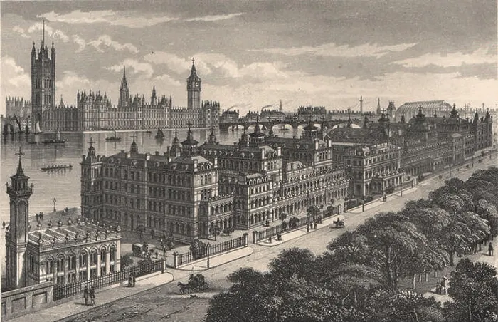 Framed Print : St. Thomas Hospital, London c1880 old antique vintage print picture Framed Print : St. Thomas Hospital, London c1880 old antique vintage print picture