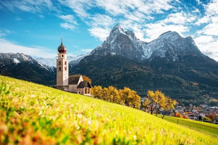 Framed Print : St. Valentin (Kastelruth) Village Church at the autumn Dolomite Alps. Amazing landscape with small chapel on sunny meadow Framed Print : St. Valentin (Kastelruth) Village Church at the autumn Dolomite Alps. Amazing landscape with small chapel on sunny meadow