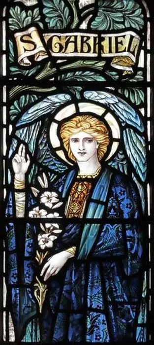Framed Print : A stained glass window of 1902 (designer J W Brown) by James Powell & Sons depicting Angel gabriel Framed Print : A stained glass window of 1902 (designer J W Brown) by James Powell & Sons depicting Angel gabriel