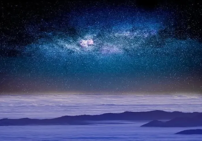 Framed Print : Starry sky over clouds or fog. View from the drone. Mystical or magical atmosphere Framed Print : Starry sky over clouds or fog. View from the drone. Mystical or magical atmosphere