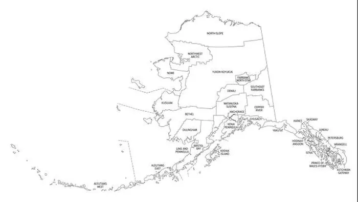 Framed Print : State of Alaska, boroughs and census areas Framed Print : State of Alaska, boroughs and census areas