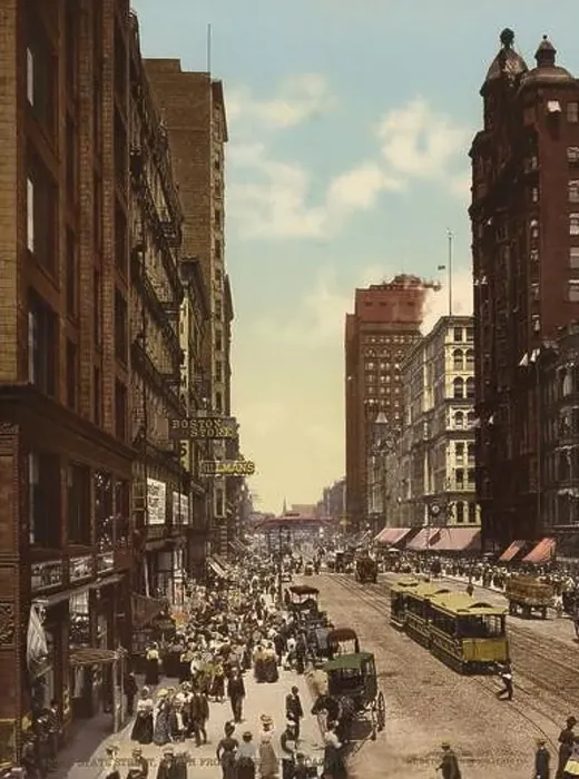 Framed Print : State Street, north from Madison, Chicago, Illinois 1900 Framed Print : State Street, north from Madison, Chicago, Illinois 1900