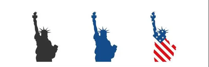 Framed Print : The Statue of Liberty. Set icon. USA flag. Vector in flat style