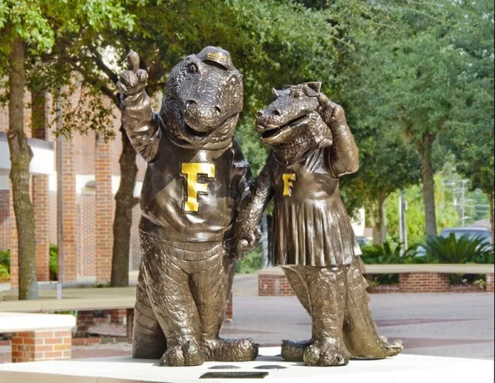 Framed Print : Statues of University of Florida mascots Albert E. Gator and Alberta Gator stand across the campus in Gainesville, Florida, USA Framed Print : Statues of University of Florida mascots Albert E. Gator and Alberta Gator stand across the campus in Gainesville, Florida, USA