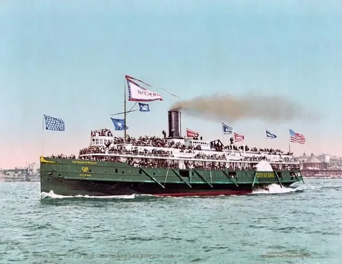 Framed Print : Steamer, PS City of Erie, Cleveland Buffalo Transit Company 1900 Framed Print : Steamer, PS City of Erie, Cleveland Buffalo Transit Company 1900