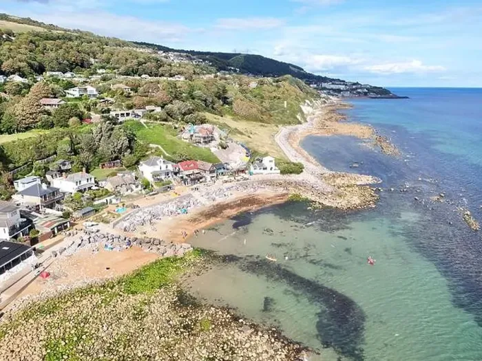 Framed Print : Steep hill Cove Isle of wight UK drone, aerial, view from air Framed Print : Steep hill Cove Isle of wight UK drone, aerial, view from air