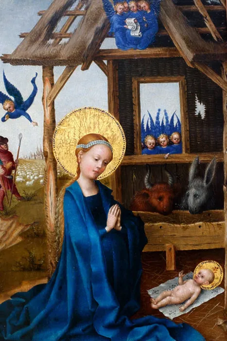 Framed Print : Stefan Lochner, Adoration of the Christ Child by the Virgin (The Nativity) (1445) Framed Print : Stefan Lochner, Adoration of the Christ Child by the Virgin (The Nativity) (1445)