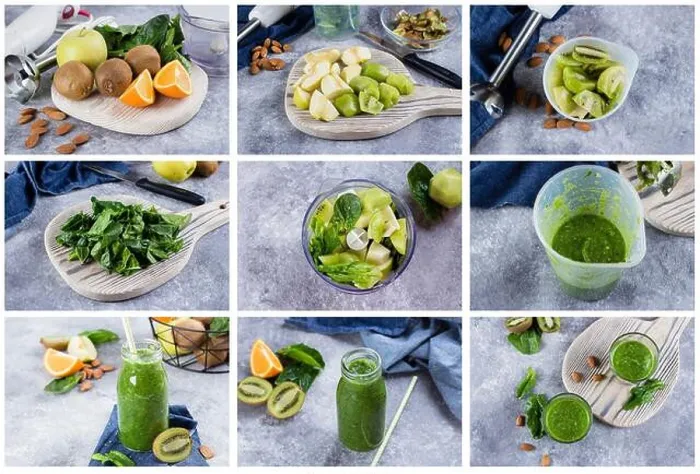 Framed Print : Step by step recipe collage. Detox Dieting Vegan Drink Concept Framed Print : Step by step recipe collage. Detox Dieting Vegan Drink Concept