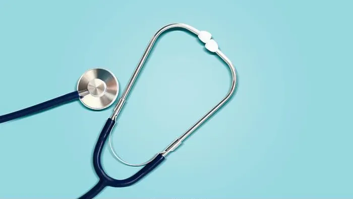 Framed Print : Stethoscope and heart symbol with inscription World Health Day on blue background