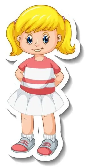 Framed Print : Sticker template with a cute girl cartoon character isolated illustration Framed Print : Sticker template with a cute girl cartoon character isolated illustration