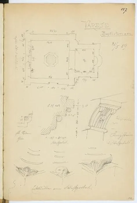 Framed Print : Stiehl Otto (1860-1940): Sketch and photo album 3: Baptistery, Varese Framed Print : Stiehl Otto (1860-1940): Sketch and photo album 3: Baptistery, Varese