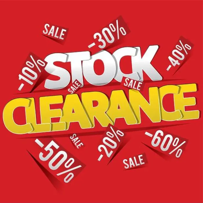 Framed Print : Stock clearance banner, flyer or poster design template Framed Print : Stock clearance banner, flyer or poster design template