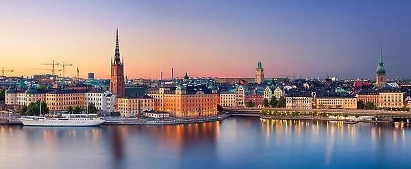 Stockholm. Panoramic image of Stockholm, Sweden during sunset