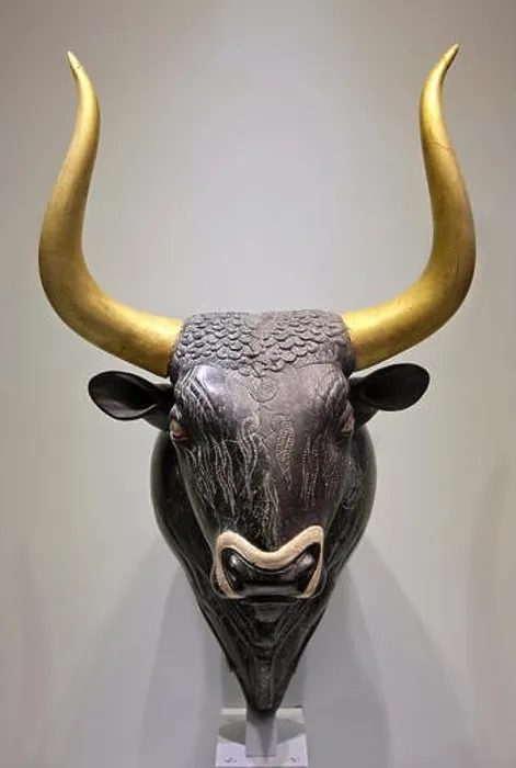 Framed Print : Stone bull's - head rhyton, a masterpiece of the Minoan art in the Archaeological Museum of Heraklion, Crete island, Greece Framed Print : Stone bull's - head rhyton, a masterpiece of the Minoan art in the Archaeological Museum of Heraklion, Crete island, Greece