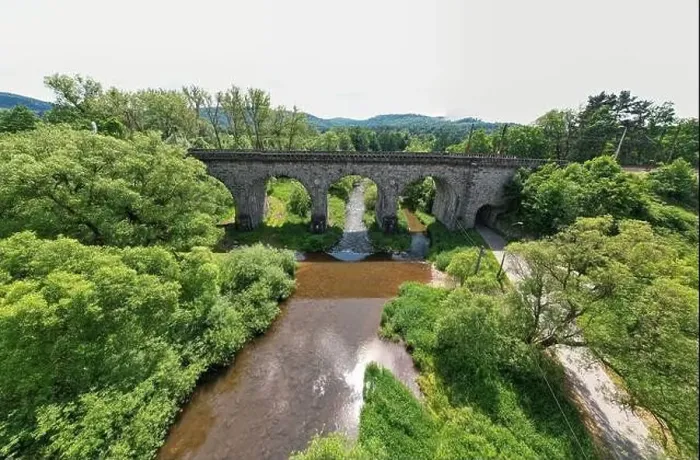 Framed Print : Stone railway bridge over the Bóbr River Framed Print : Stone railway bridge over the Bóbr River