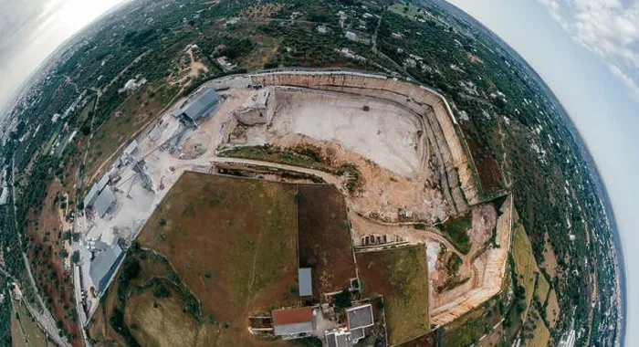 Framed Print : Stone and Sand Quarry Cava Italy Drone 360 vr Framed Print : Stone and Sand Quarry Cava Italy Drone 360 vr