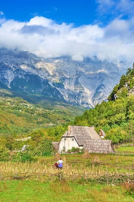 Framed Print : A stone traditional farm house. Theth National Park, Shkoder, Albania Framed Print : A stone traditional farm house. Theth National Park, Shkoder, Albania