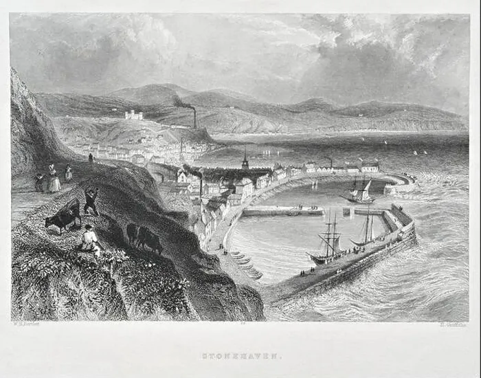 Framed Print : Stonehaven harbour, Scotland, vintage engraving from 1800s Framed Print : Stonehaven harbour, Scotland, vintage engraving from 1800s