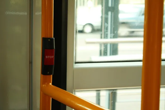 Framed Print : A stop button in a local train Framed Print : A stop button in a local train