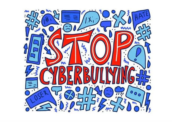 Framed Print : Stop cyberbullying slogan with design elements. Vector stylized text and decoration